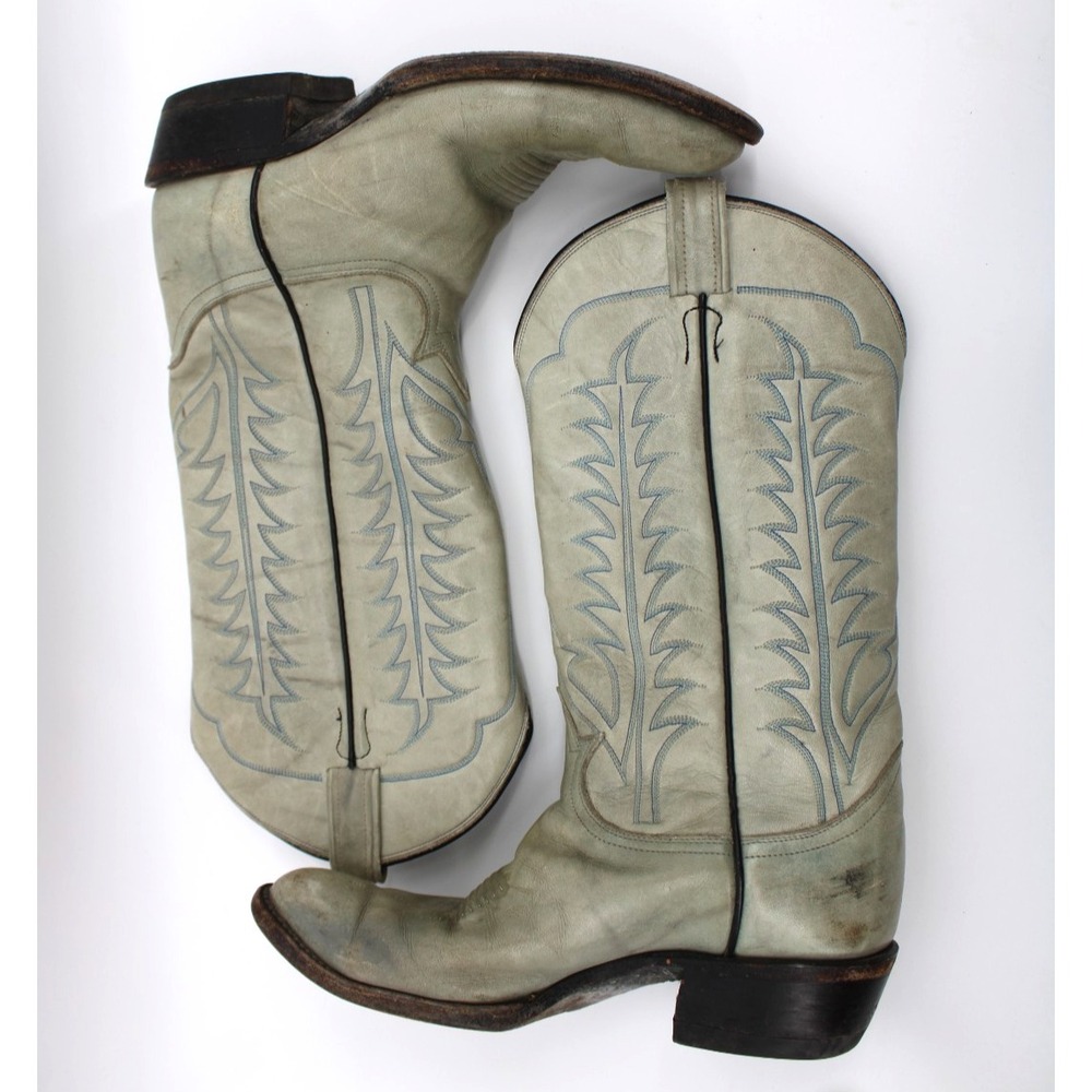Tony Lama Men's Embroidered Cowboy Boots Size 7 D Gray Western rodeo 6143